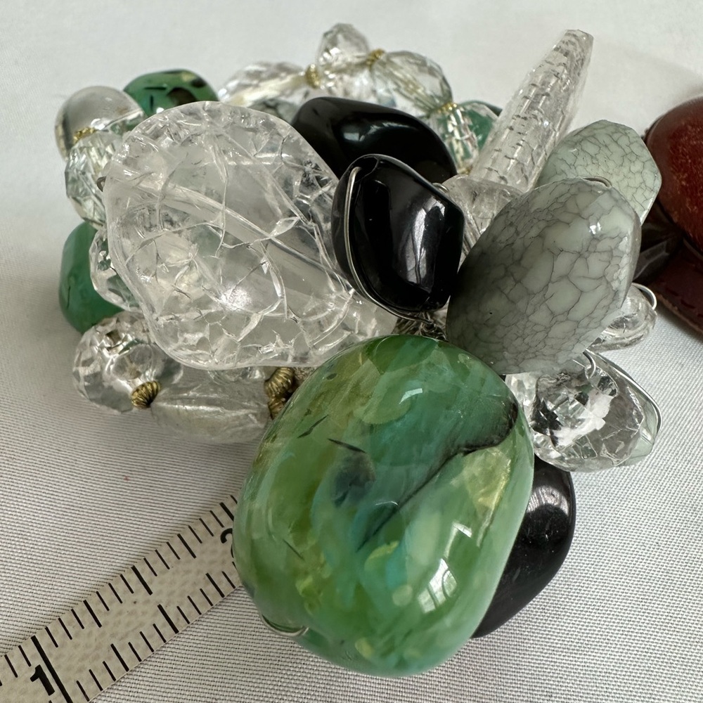 Green and Black corsage style stretch bracelet